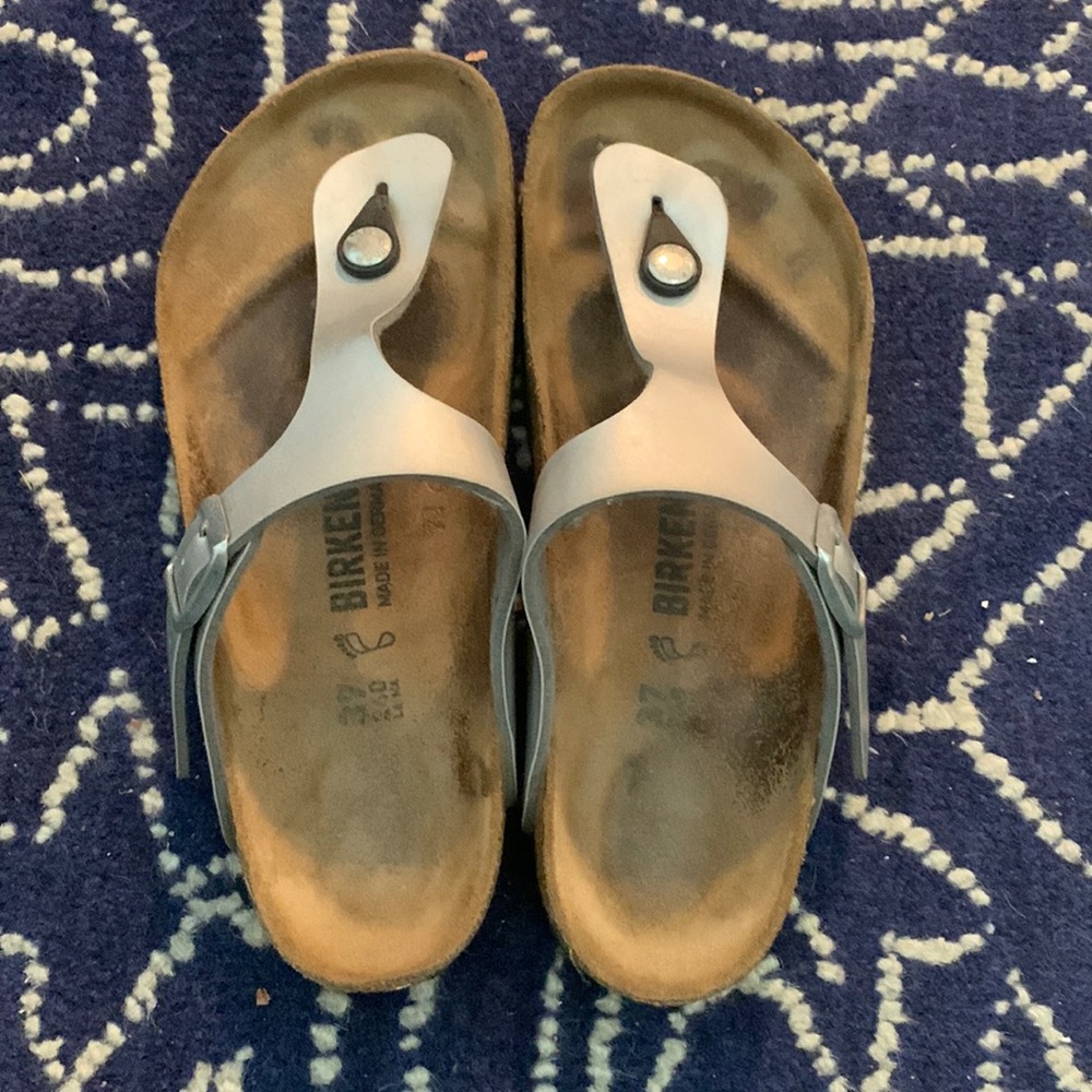 Silver Birkenstock sandals